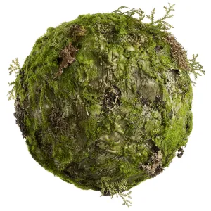 11" Artificial Moss Orb-Shaped Topiary -Green (pack of 4)