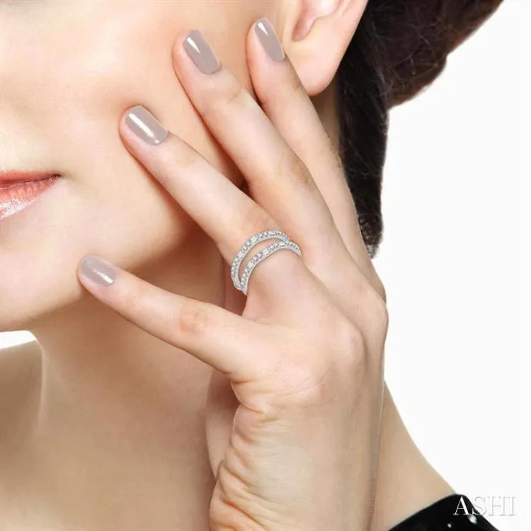 1/2 Ctw Baguette and Round Cut Diamond Insert Ring in 14K White Gold
