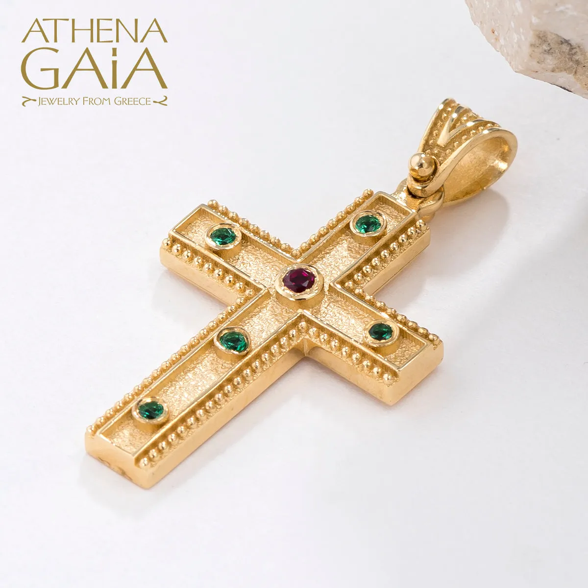 14k Gold Rope Border Byzantine Cross