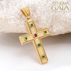 14k Gold Rope Border Byzantine Cross