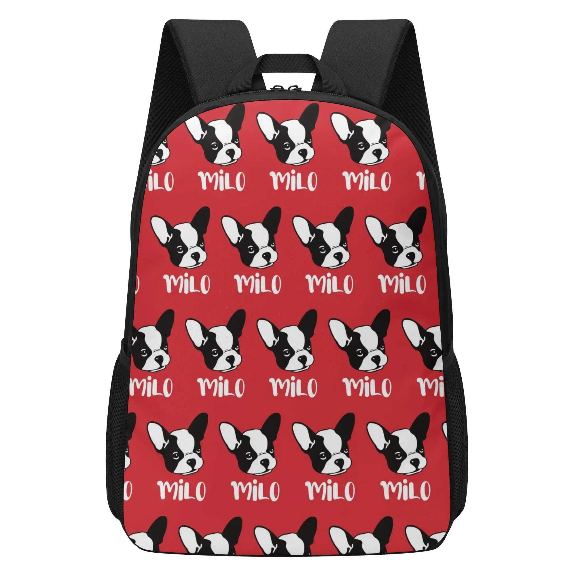 17 Inch School Backpack with Custom French Bulldog Name