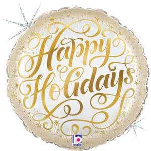 18" GLISTENING HAPPY HOLIDAYS GLITTER HOLOGRAPHIC