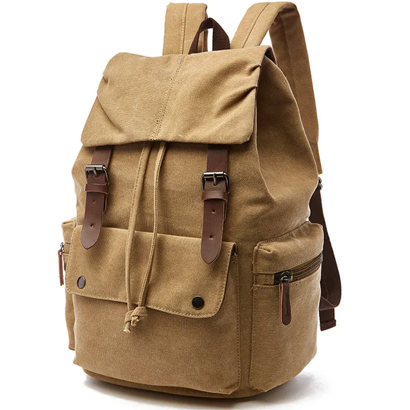 21Inch Canvas Backpacks Leisure Student Drawstring Bag