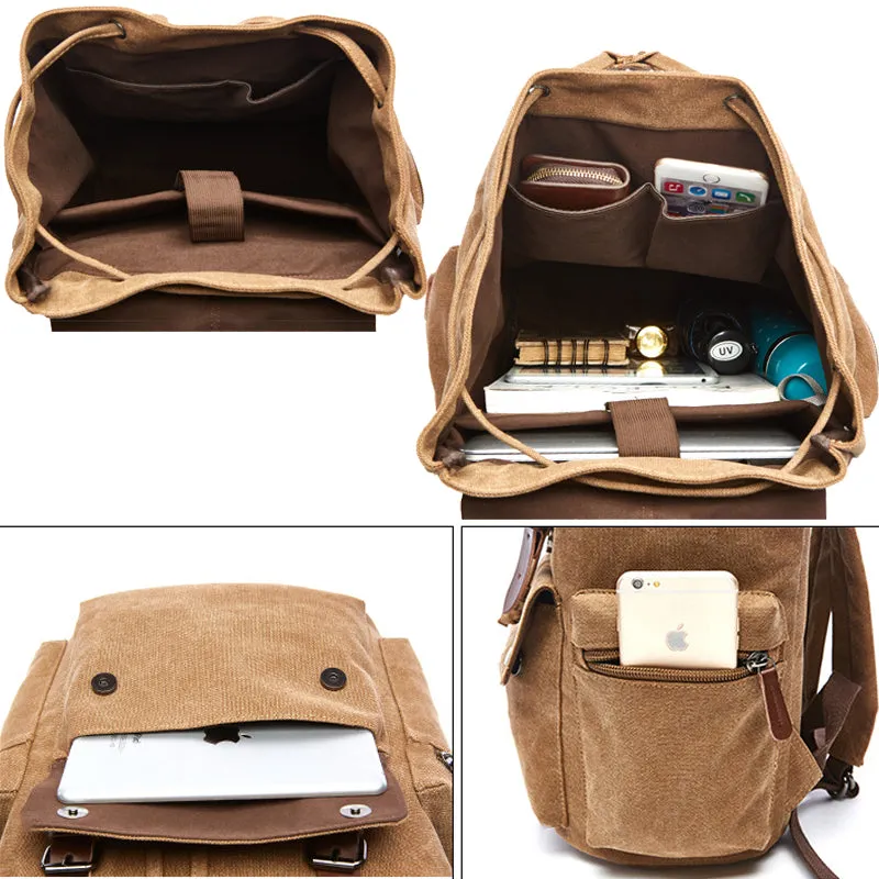 21Inch Canvas Backpacks Leisure Student Drawstring Bag