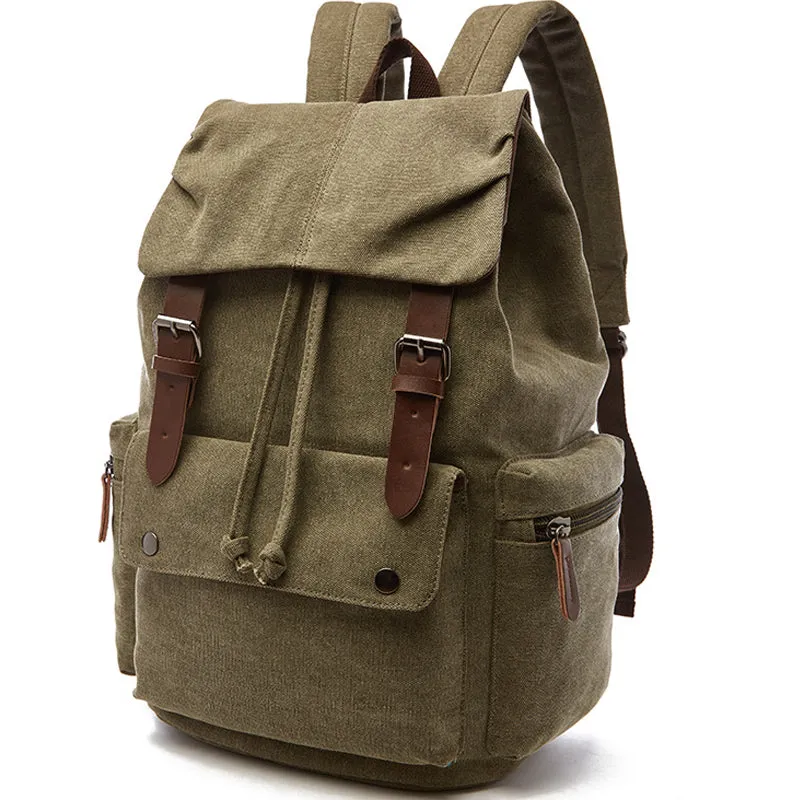 21Inch Canvas Backpacks Leisure Student Drawstring Bag