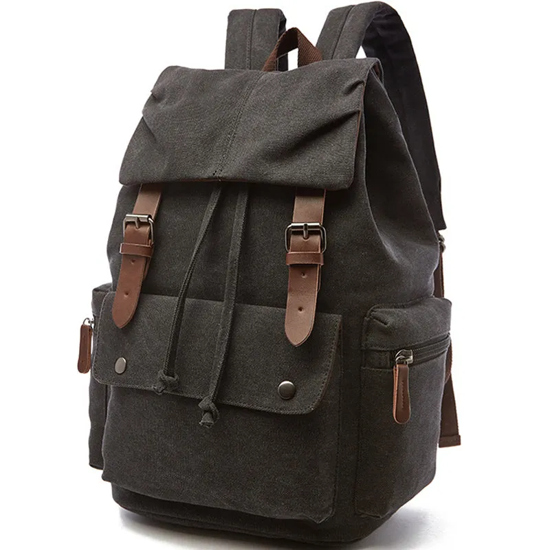 21Inch Canvas Backpacks Leisure Student Drawstring Bag