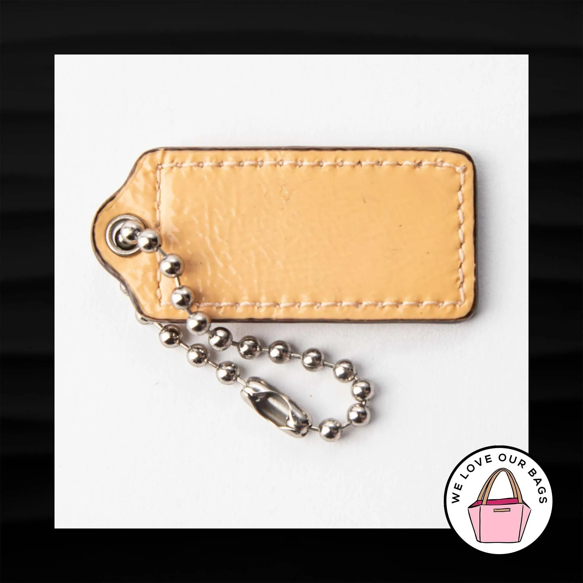 2.25" Medium COACH PEACH ORANGE PATENT LEATHER KEYFOB BAG CHARM KEYCHAIN HANGTAG