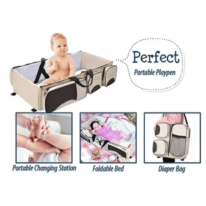 3 in 1 Baby Bed Baby Diapers Bag With Multiple Pockets Travel Baby Changing Bag