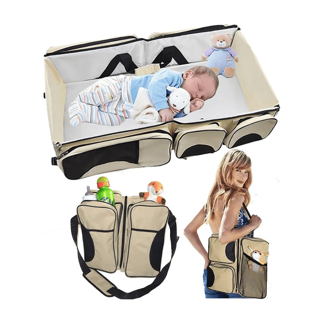 3 in 1 Baby Bed Baby Diapers Bag With Multiple Pockets Travel Baby Changing Bag