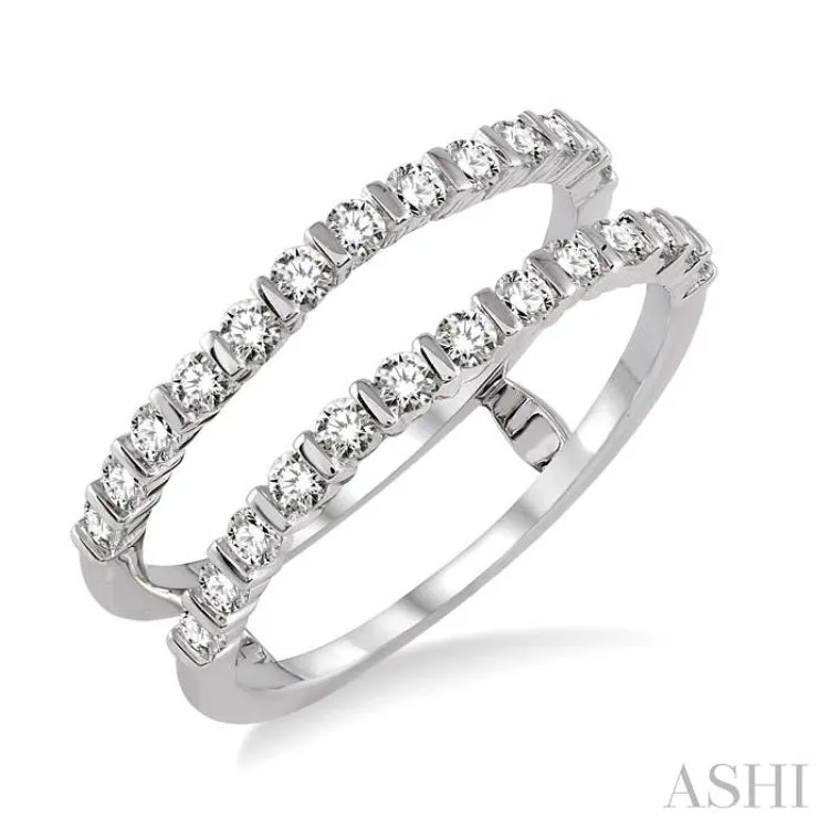 5/8 Ctw Round Cut Diamond Insert Ring in 14K White Gold