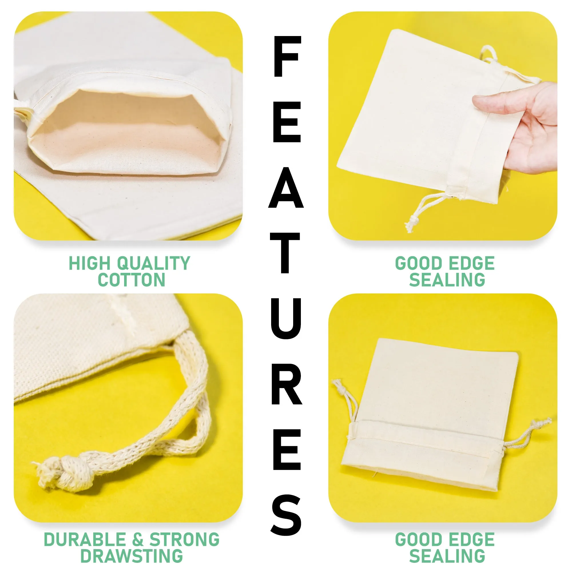 8x16 inch 8x16 Inch Large Cotton Eco-Friendly Drawstring Bags