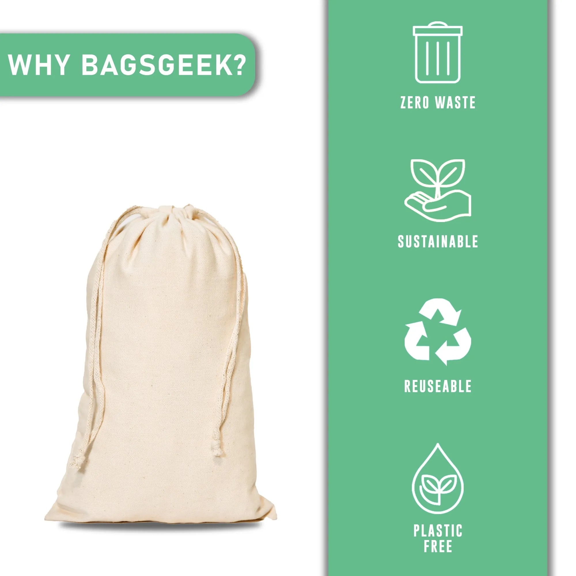 8x16 inch 8x16 Inch Large Cotton Eco-Friendly Drawstring Bags