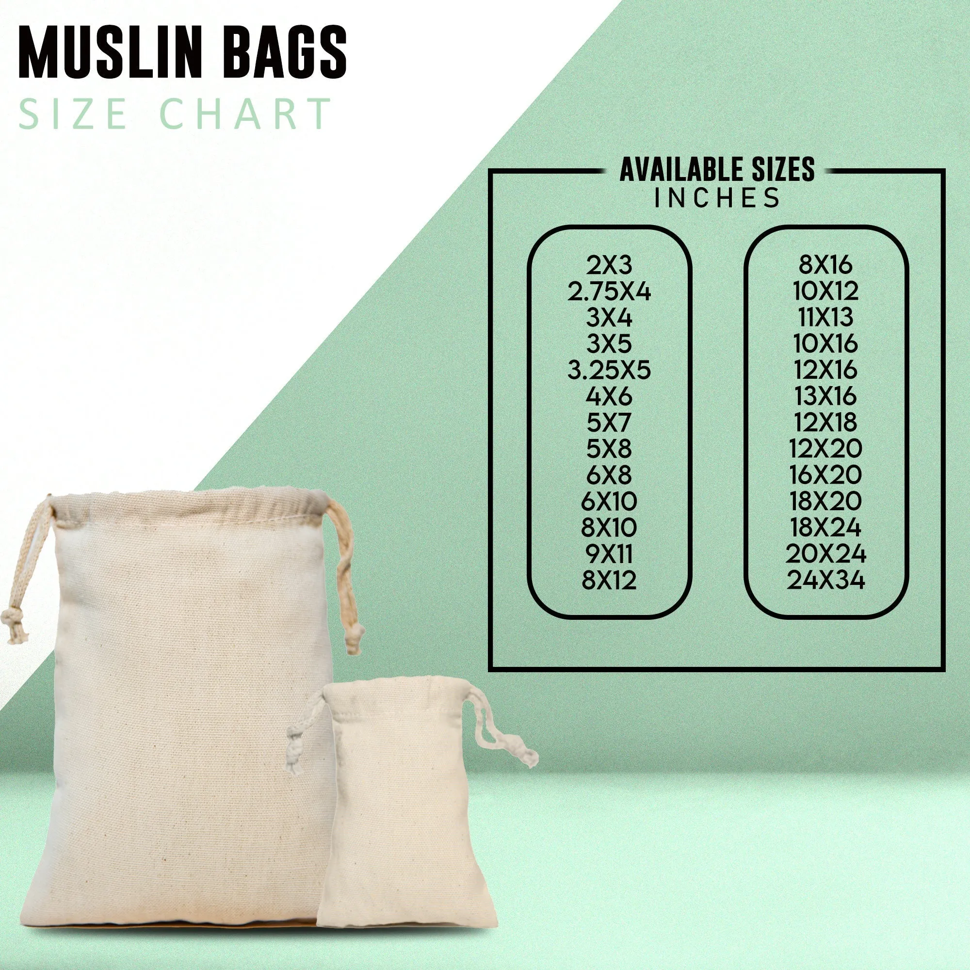 8x16 inch 8x16 Inch Large Cotton Eco-Friendly Drawstring Bags