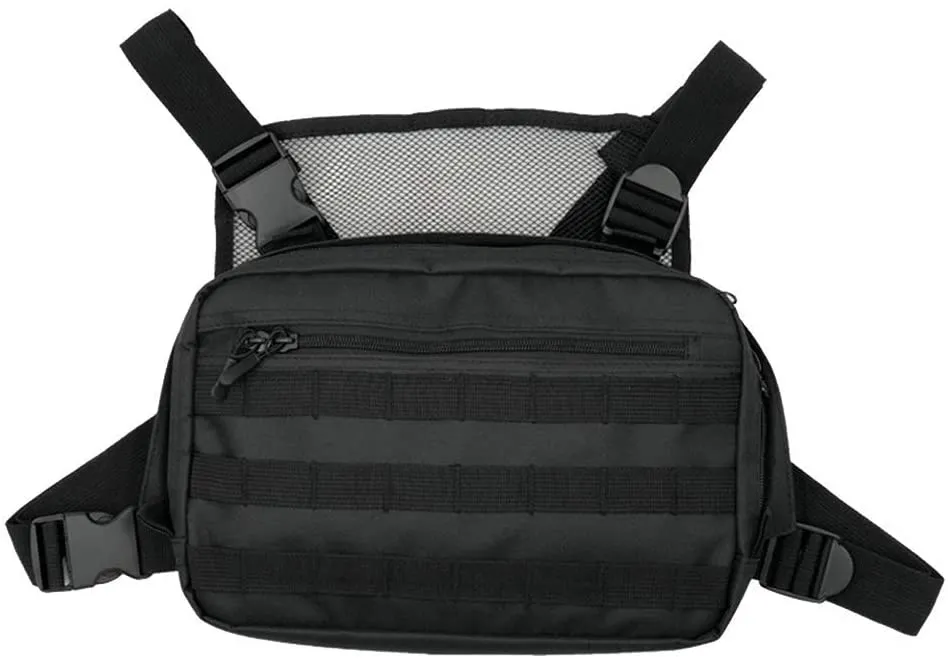 Adjustable Black Tactical Rig Vest Front Pack Bag