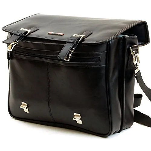 Alpine Swiss Leather Briefcase Laptop Case Messenger Bag1 Year Mfgs Warranty