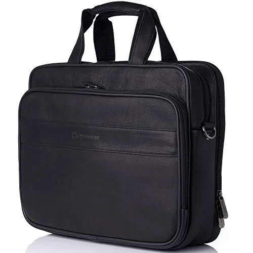 Alpine Swiss Messenger Bag Colombian Leather 15.6” Laptop Briefcase Portfolio
