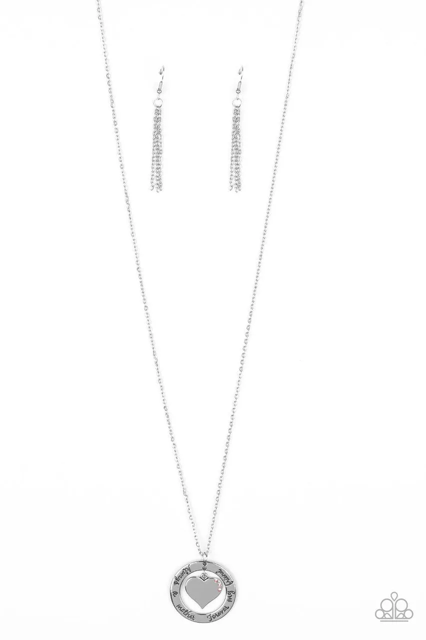 Always a Mother, Forever My Friend - Pink - Rhinestone Silver Heart Mother's Day Paparazzi Necklace