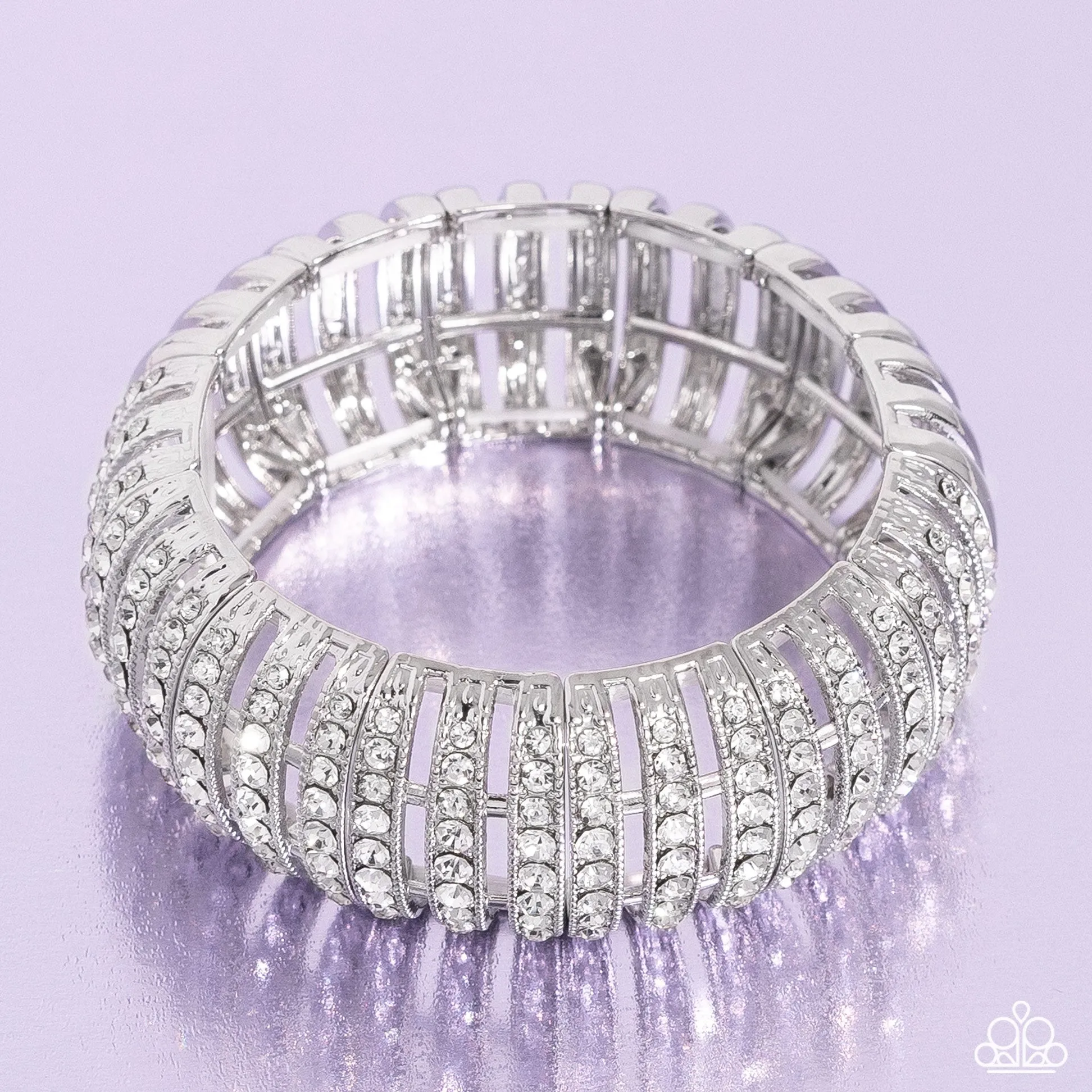 Appealing A-Lister - White - Rhinestone Paparazzi Stretchy Bracelet - 2024 Empower Me Pink Exclusive