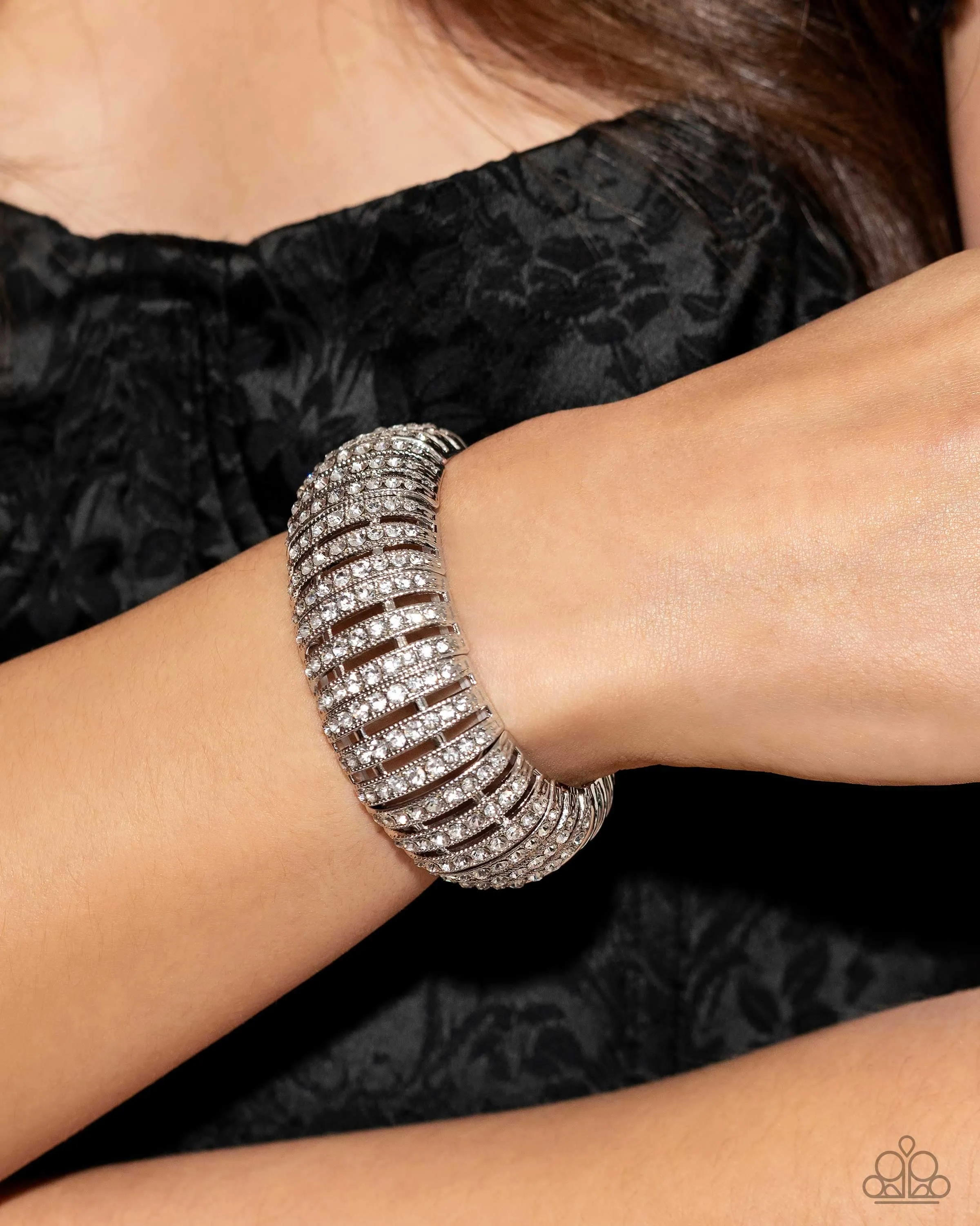 Appealing A-Lister - White - Rhinestone Paparazzi Stretchy Bracelet - 2024 Empower Me Pink Exclusive