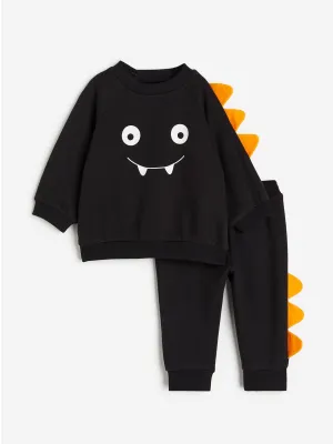 Appliquéd sweatshirt set (2-piece)
