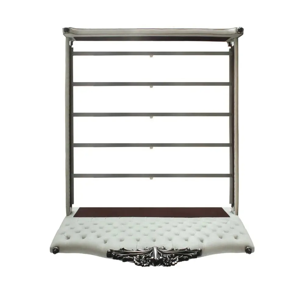 Ashlyn Queen Bed, Two Tone Ivory Fabric & Charcoal Finish