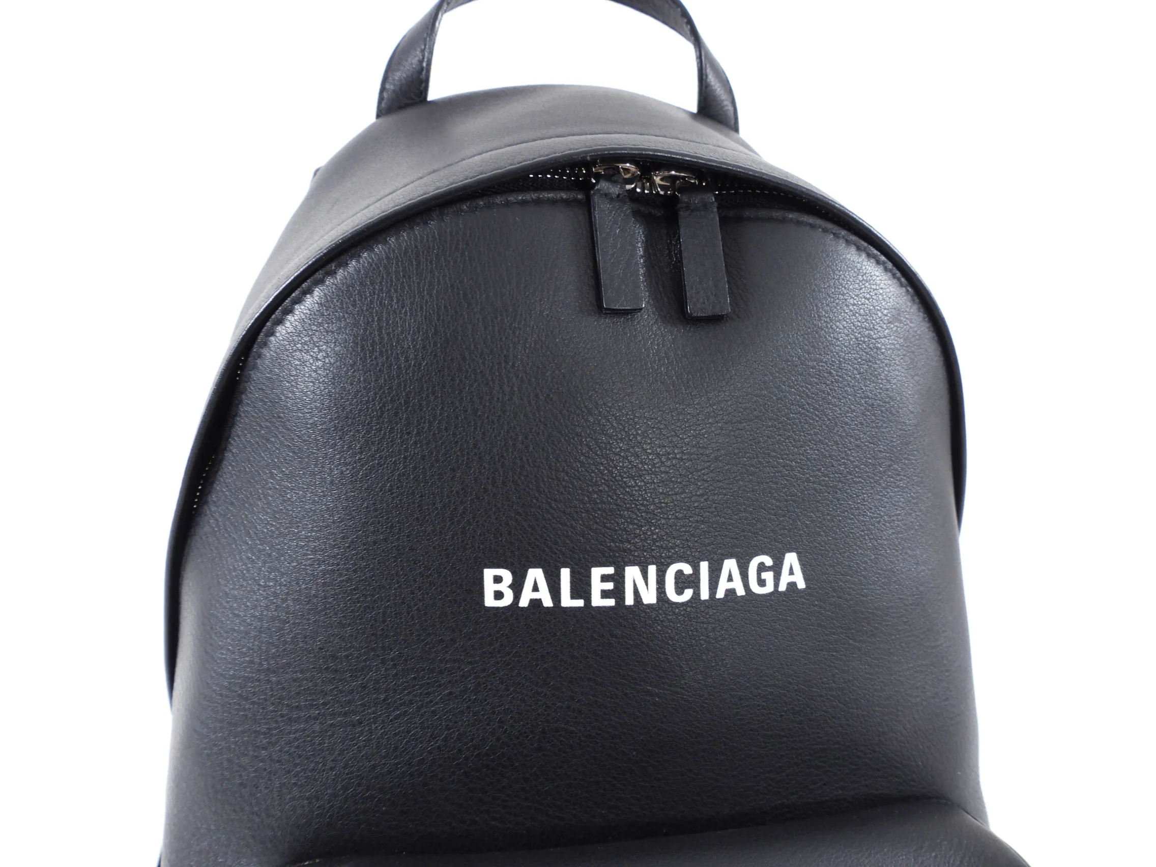 Balenciaga Everyday Black Logo Leather Small Backpack