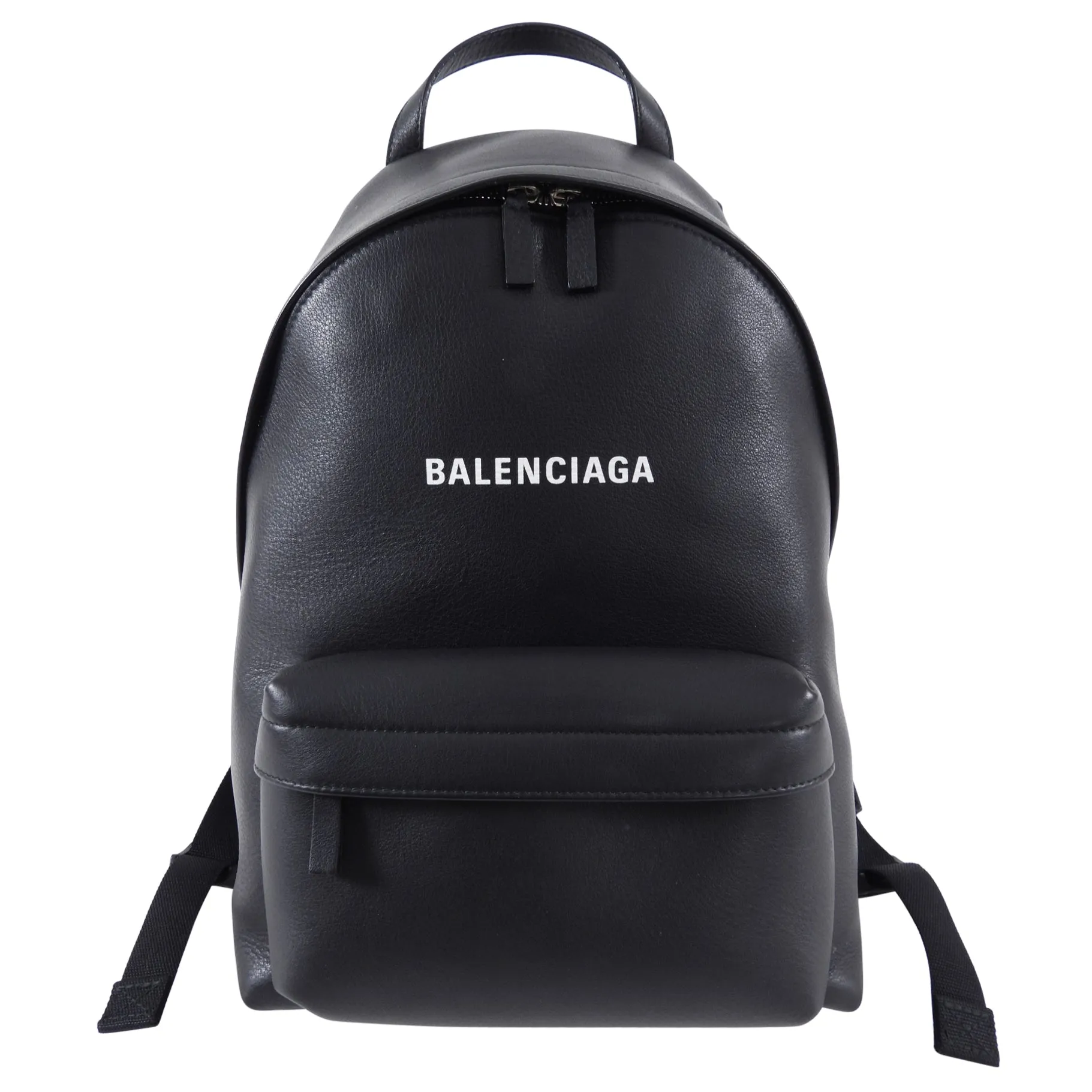 Balenciaga Everyday Black Logo Leather Small Backpack