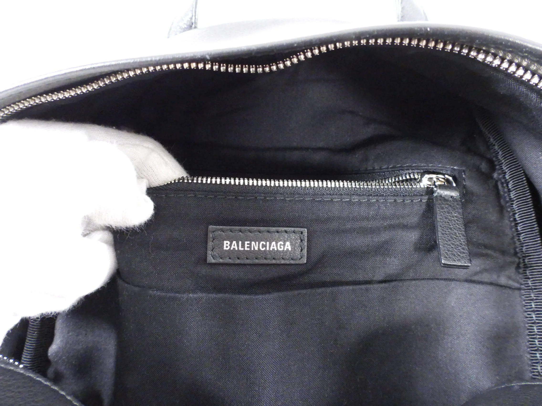 Balenciaga Everyday Black Logo Leather Small Backpack