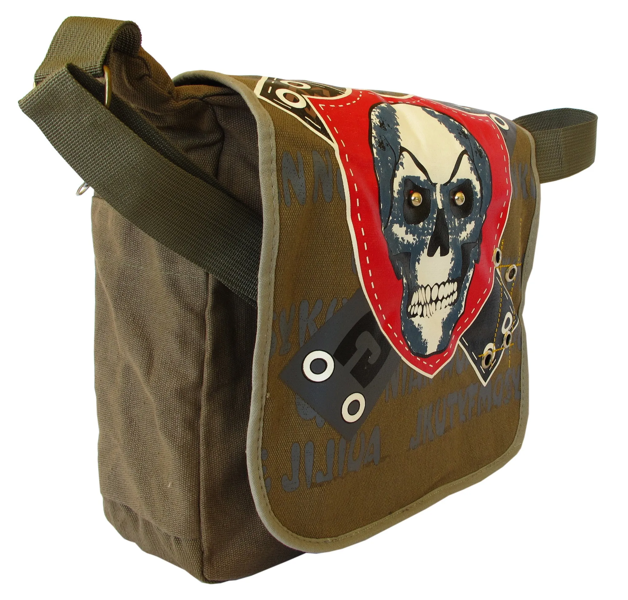 Bead Eyeballs Green Canvas Messenger Bag