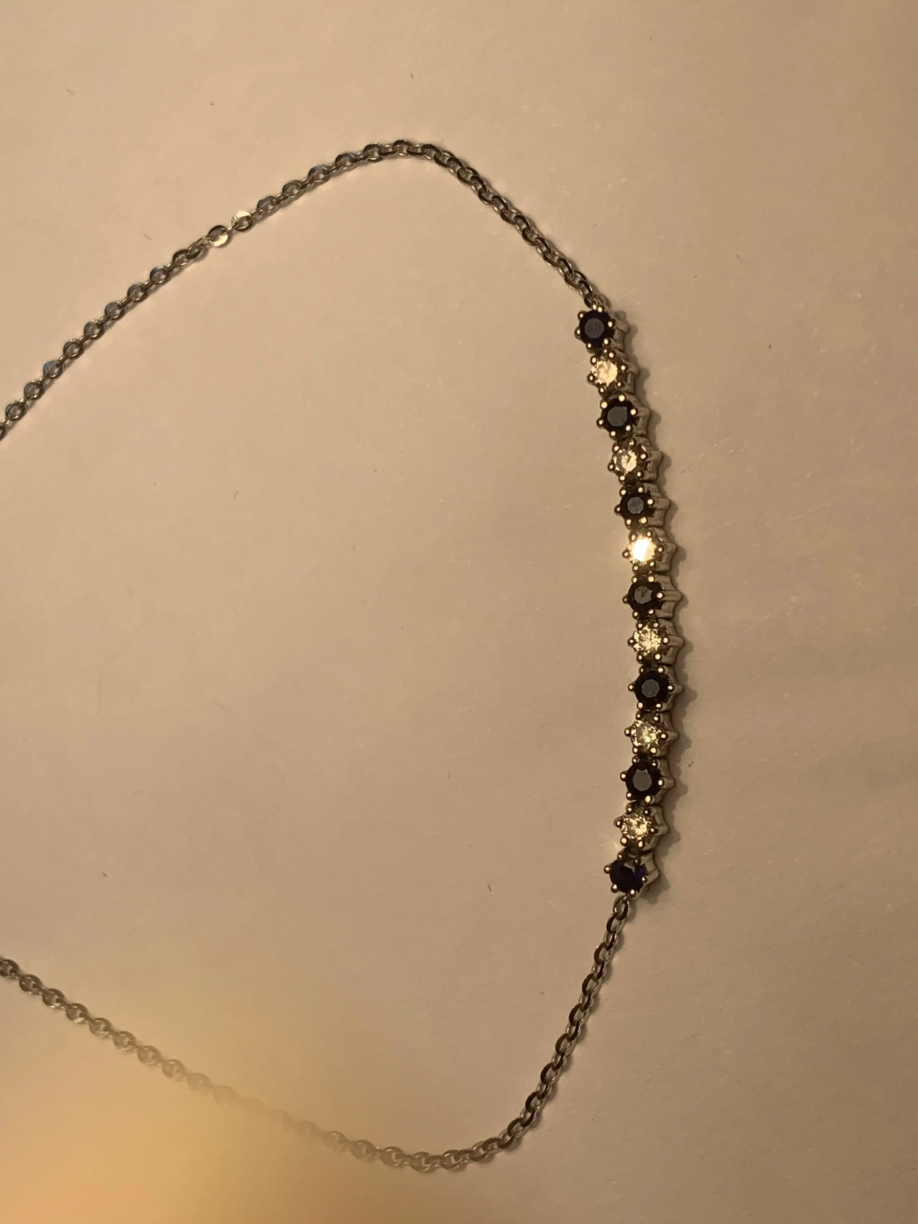 Beautiful 14K White Gold Sapphire Diamond Expandable Bracelet