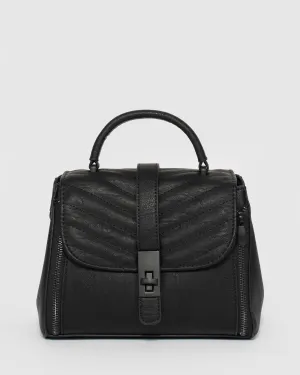 Black Alix Lock Top Handle Bag