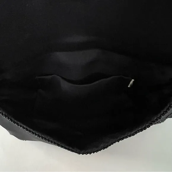 Black Beaded Evening Envelope Clutch / Crossbody