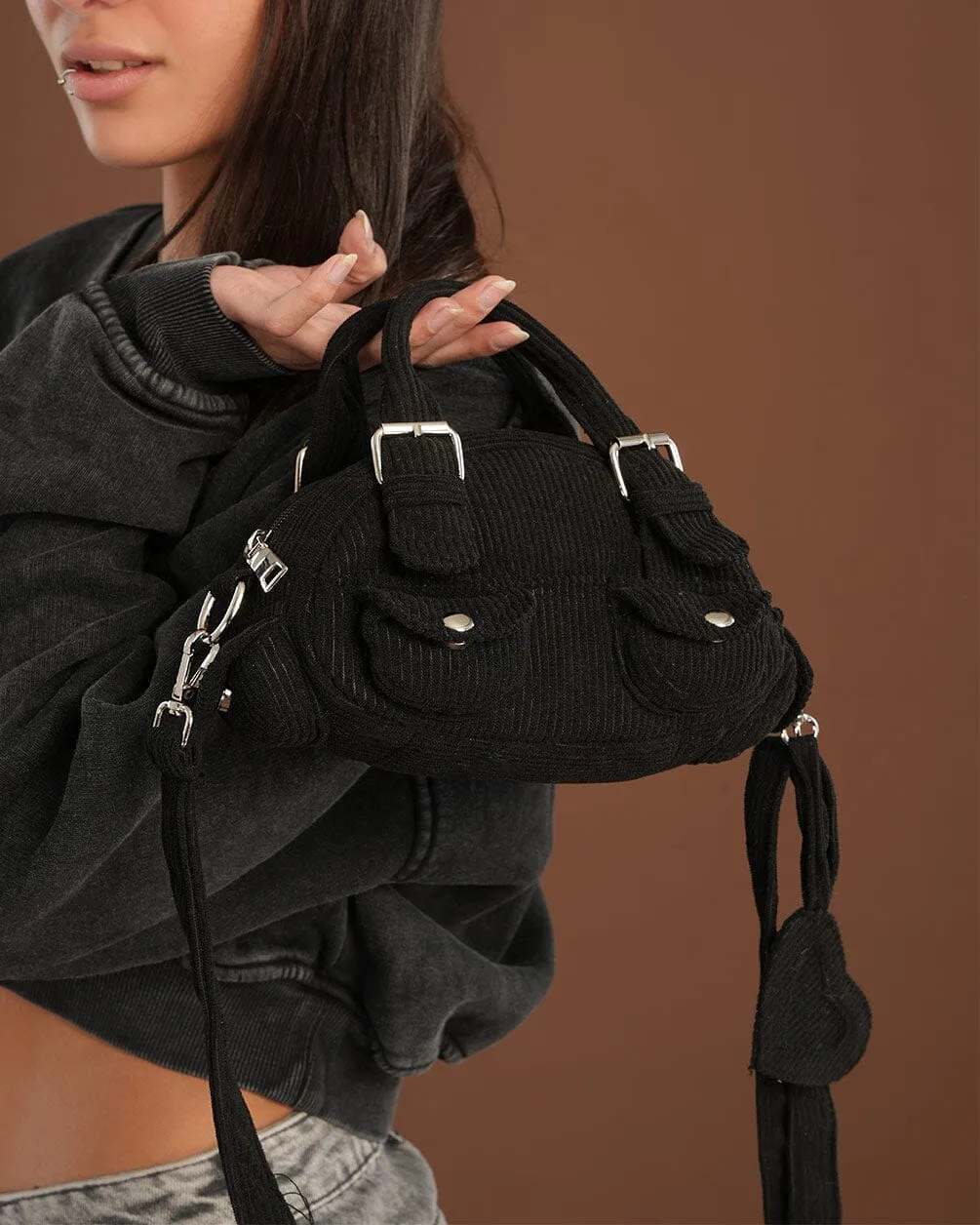 Black Mini Corduroy Bag