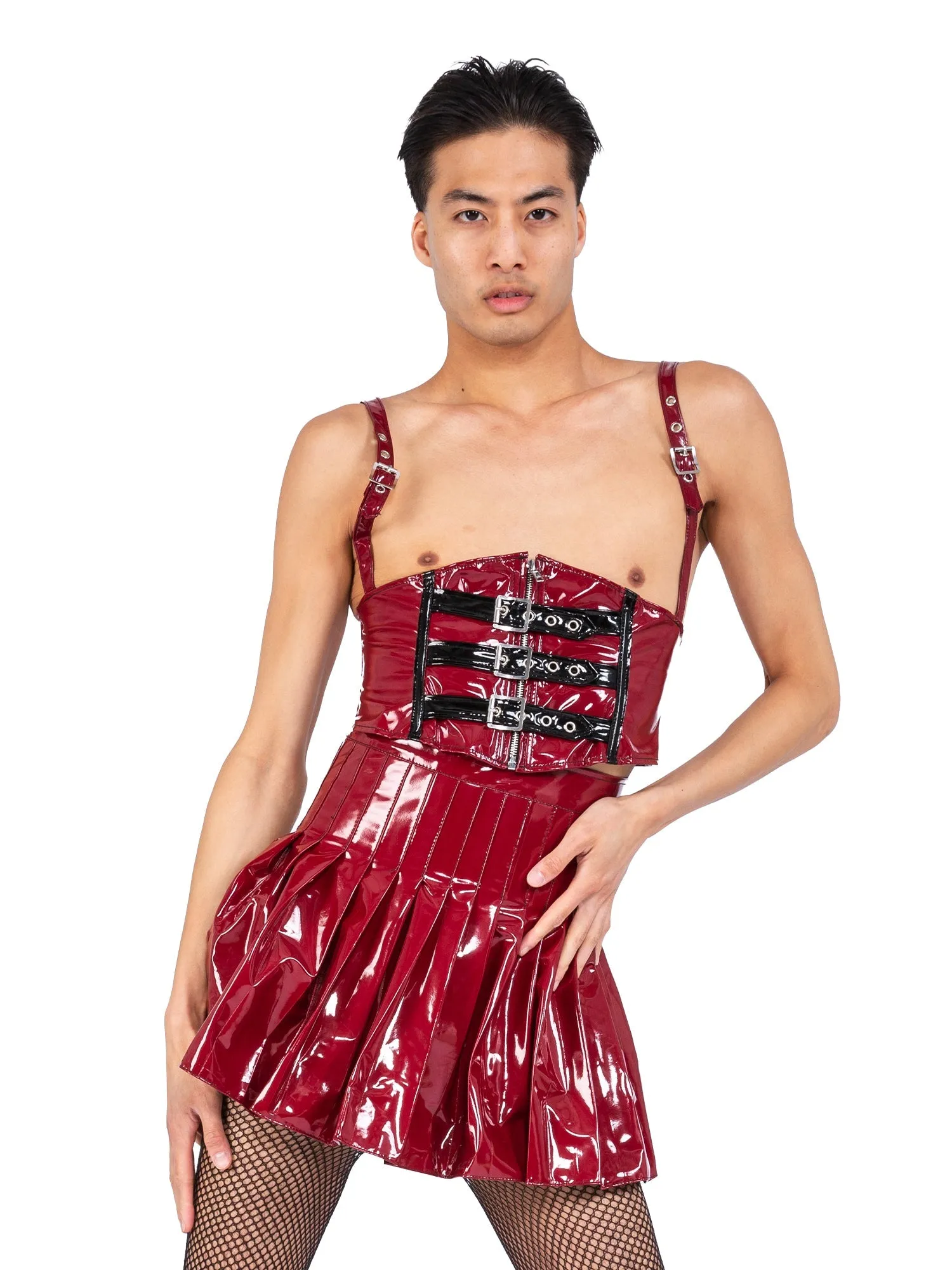 Black PVC Waspie with Braces