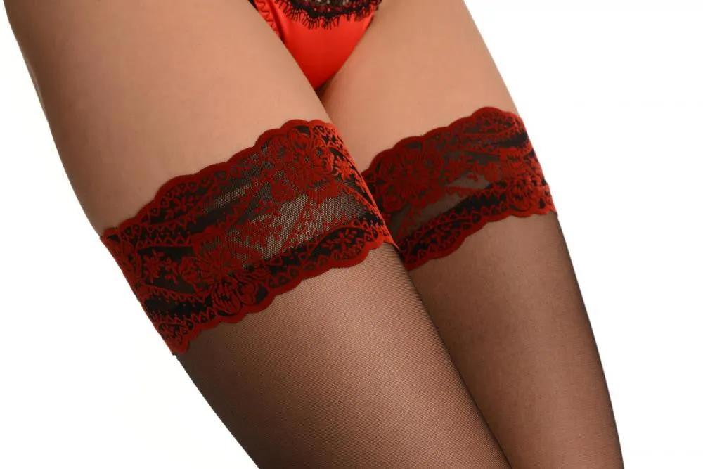 Black With Luxurious Red Velvet Silicon Garter