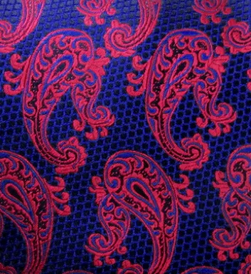 Blue Black and Raspberry Red Paisley Tie