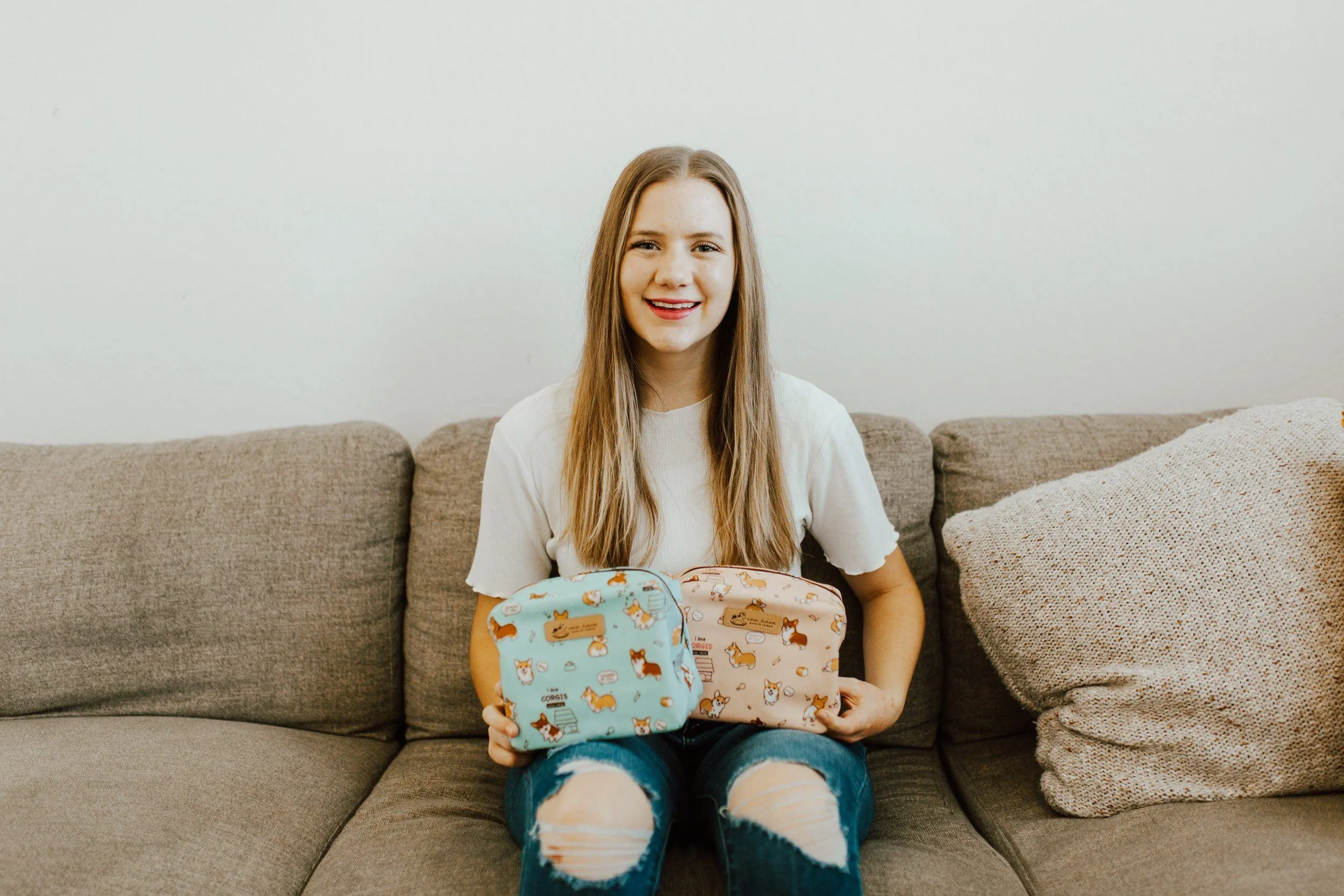 Blue Cat Yoga Cube Cosmetic Bag