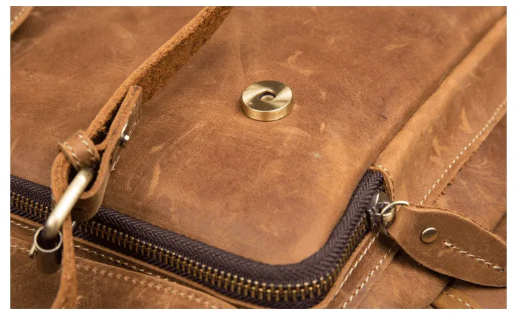BOOPDO DESIGN MAN TIME OUTDOOR TRAVEL LEATHER BACKPACK IN KHAKI
