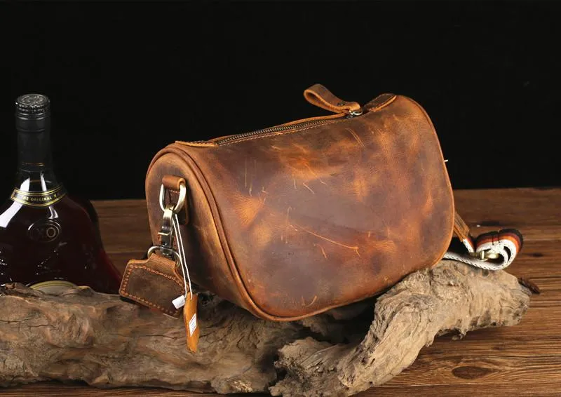 Brown LEATHER MEN'S Small Side bag Brown Saddle Bag MESSENGER BAG Brown Courier Bag FOR MEN