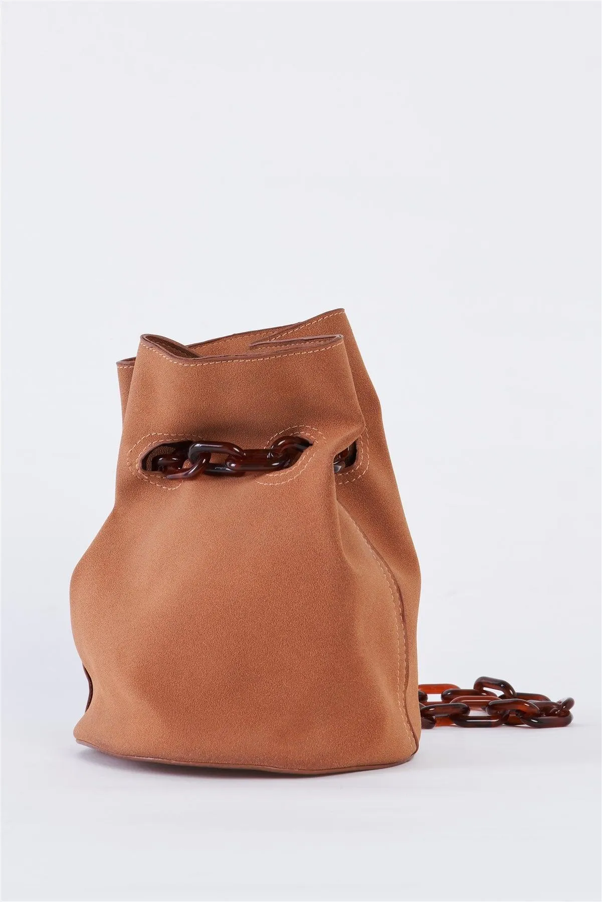 Brown Suede Chain Handle Detail Fashion Bucket Bag /3 bags