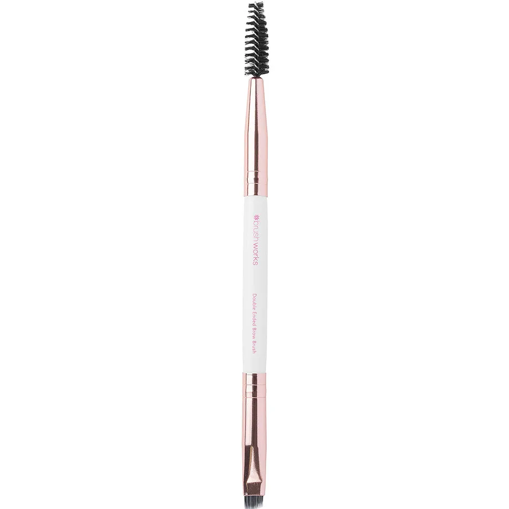 Brushworks White & Gold Brow Duo Brush