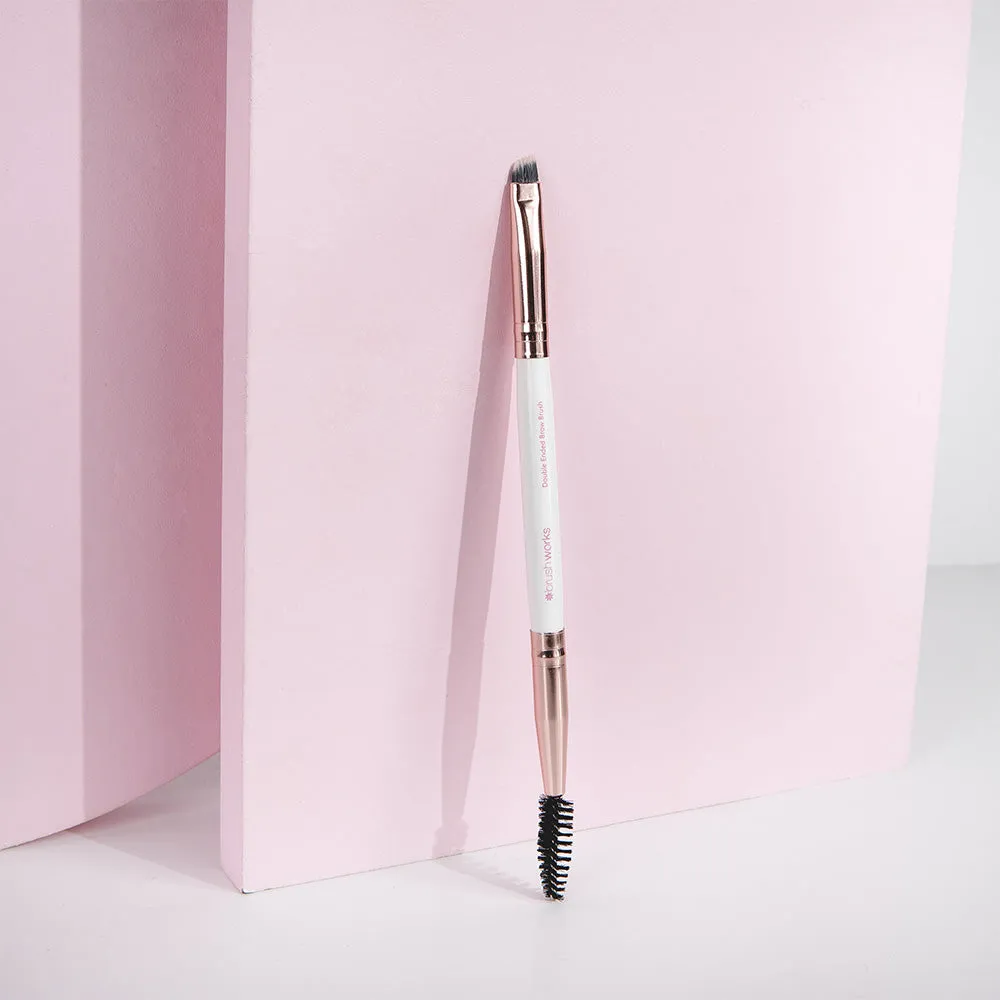 Brushworks White & Gold Brow Duo Brush