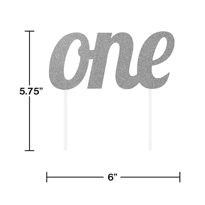 Bulk Silver "One" Cake Toppers (12 per Case)