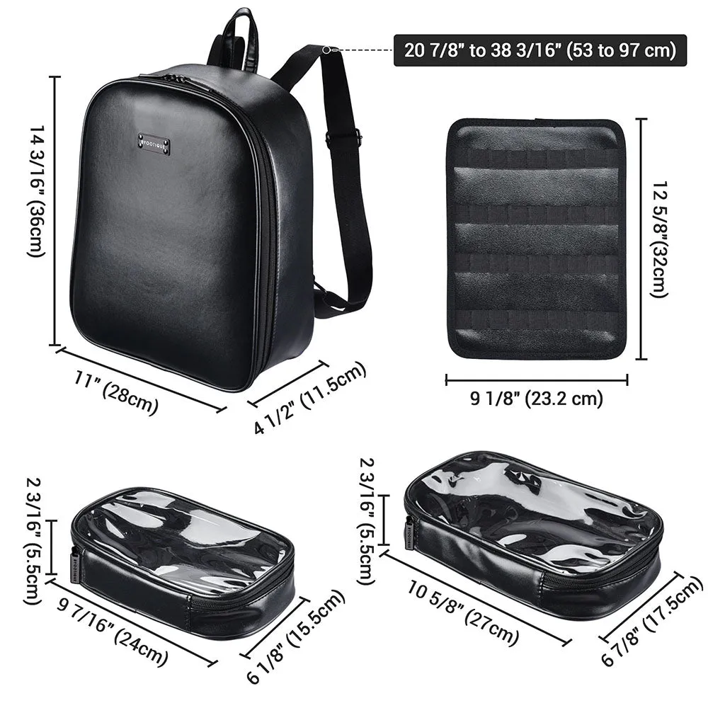Byootique Essential Black PU Makeup Backpack Travel Cosmetic Case Storage