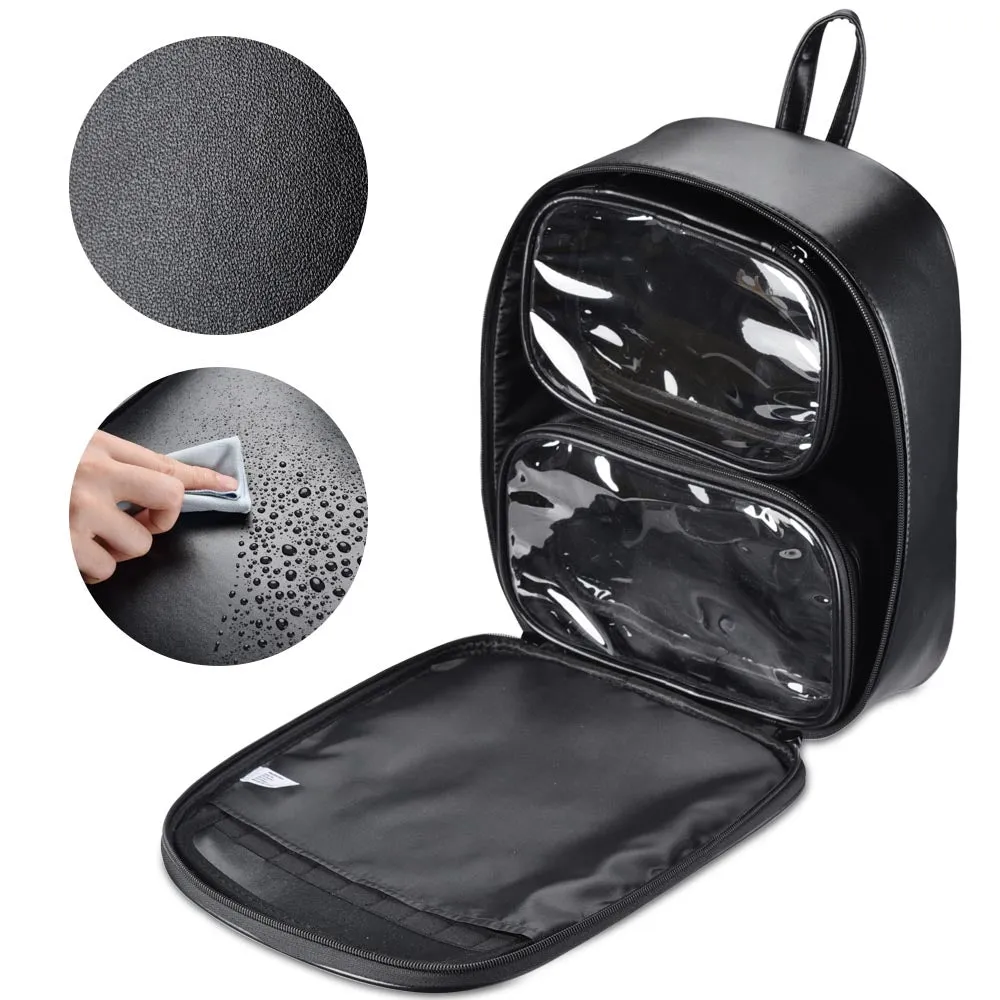 Byootique Essential Black PU Makeup Backpack Travel Cosmetic Case Storage