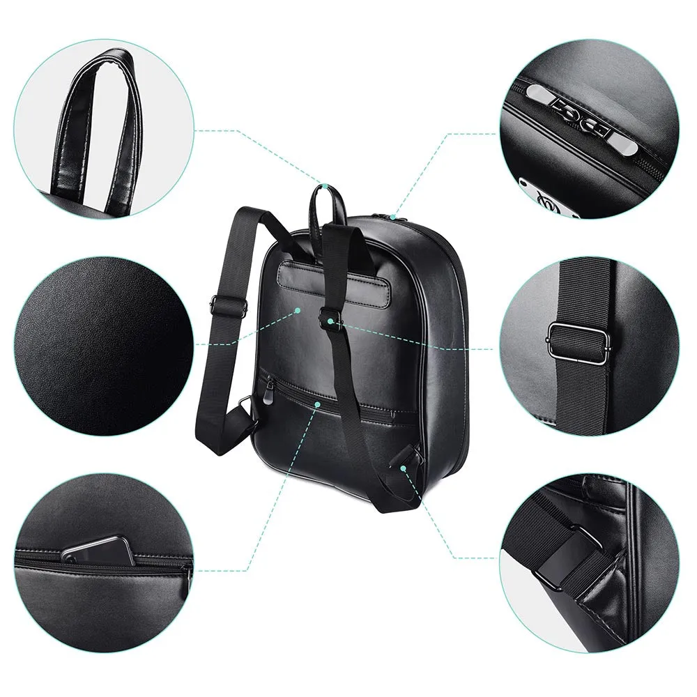 Byootique Essential Black PU Makeup Backpack Travel Cosmetic Case Storage