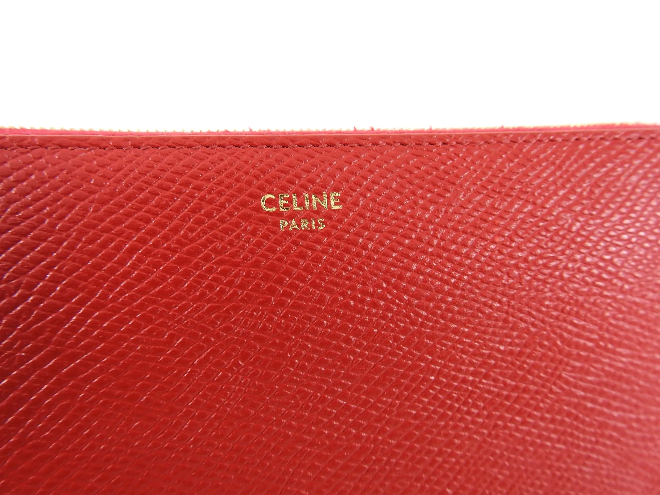Celine 2019 Red Leather Continental Zip Wallet
