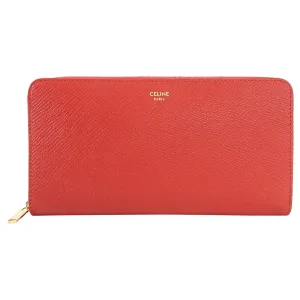 Celine 2019 Red Leather Continental Zip Wallet