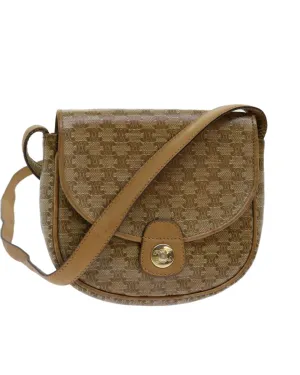 CELINE Trio Shoulder Bag in Tan Canvas and Leather