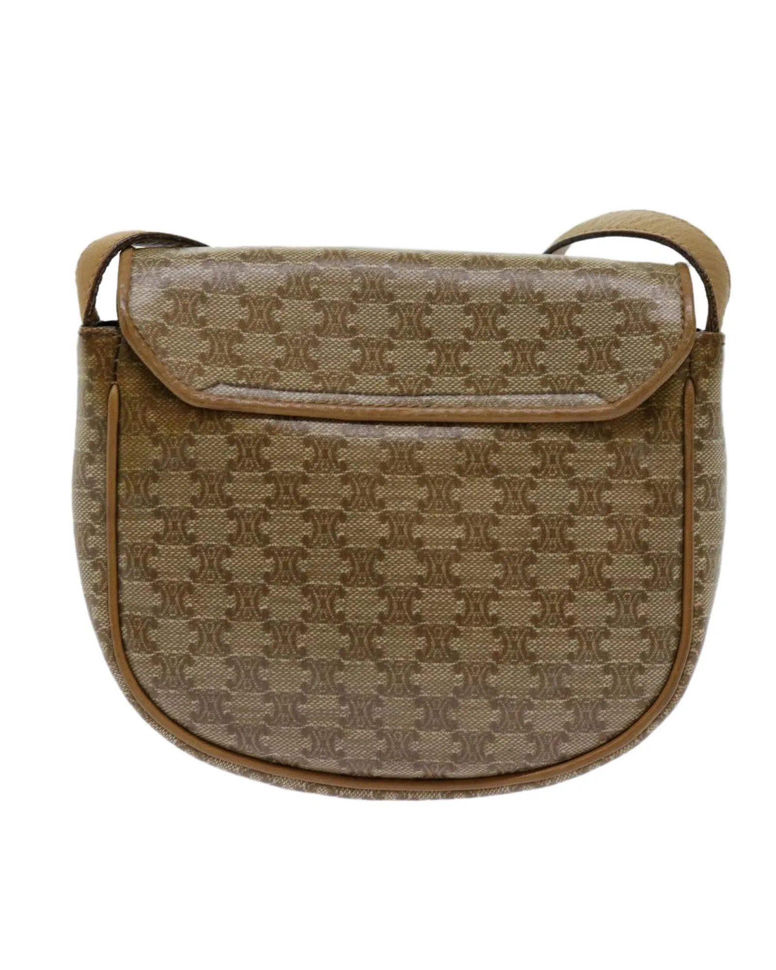 CELINE Trio Shoulder Bag in Tan Canvas and Leather